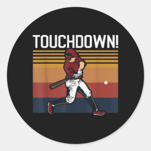 Funny Baseball Football Touchdown Sports Humour Classic Round Sticker