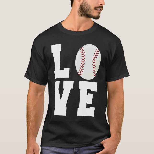 Funny Baseball Love Mom Dad Coach Player Athlete S T-Shirt (Front)