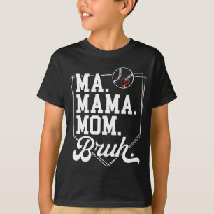 Funny Baseball Mom Bruh With Team Name And Number T-Shirt