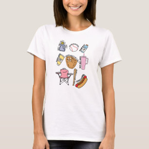 Funny Baseball Mom Drawings T-Shirt
