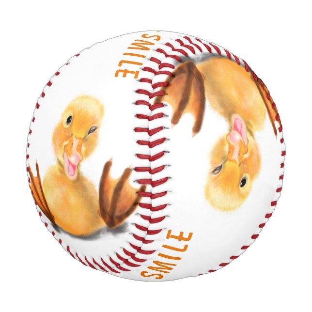 Funny Baseball Playful Duck - Smile - Custom Text (Angled)