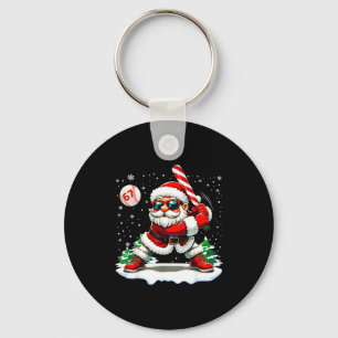 Funny Baseball Santa 67 Christmas Xmas Pajamas Boy Keychain