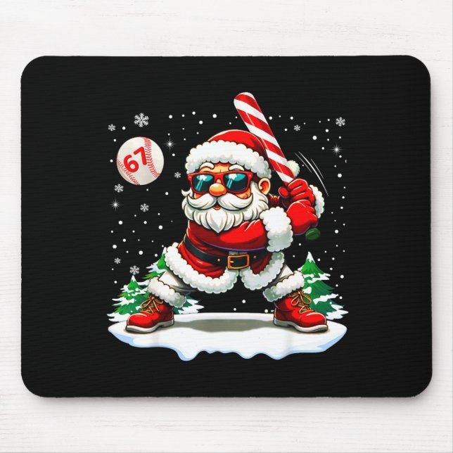 Funny Baseball Santa 67 Christmas Xmas Pajamas Boy Mouse Pad (Front)