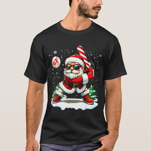 Funny Baseball Santa 67 Christmas Xmas Pajamas Boy T-Shirt (Front)