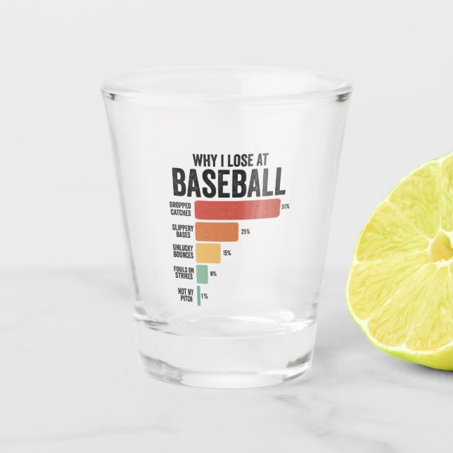 Funny Baseball Sport Why I Lose At Baseball Retro  Shot Glass (Front)