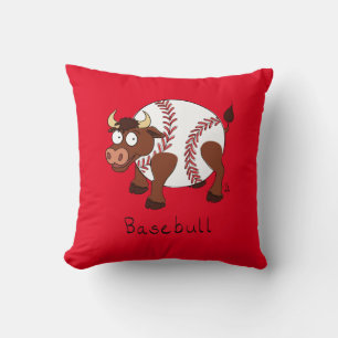 Funny Baseball sports Kids Cartoon Animal Throw Pillow