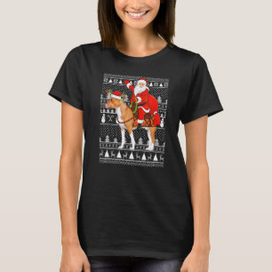 Funny Basenji Dog  Santa Riding Basenji Ugly Chris T-Shirt