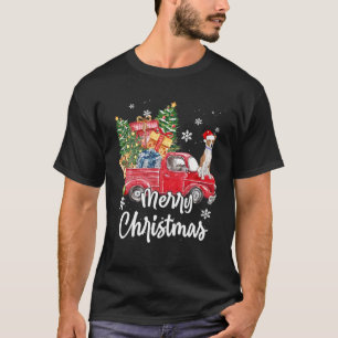 Funny Basenji Ride Red Truck Merry Christmas Pajam T-Shirt