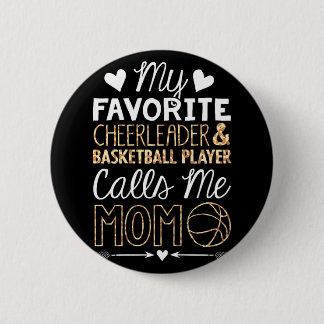 Funny Basketball Cheer Fan Leopard Mom 2 Inch Round Button