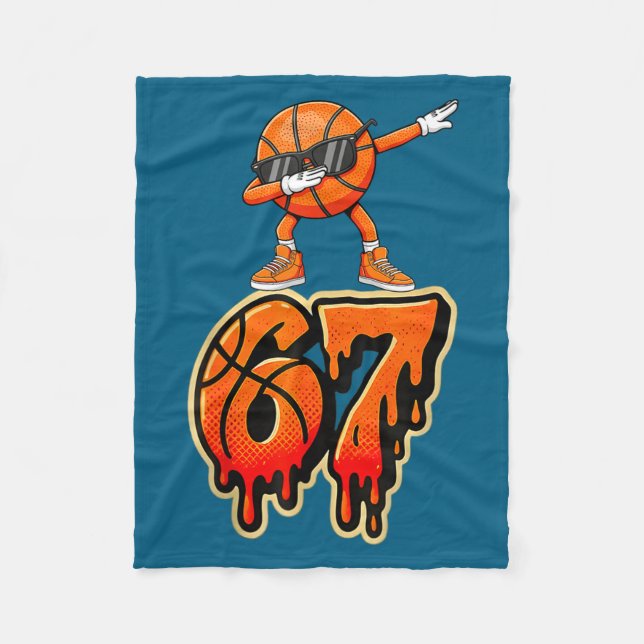 Funny Basketball Dabbing Position 67 Six Fleece Blanket (Front)