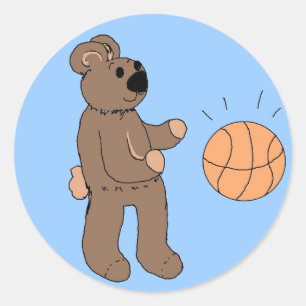 Funny Basketball Design Classic Round Sticker