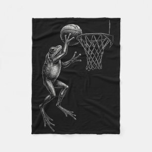 Funny Basketball Frog Fleece Blanket