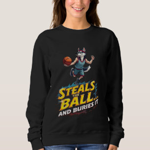 Funny Basketball Gift for Siberian Husky Dog Lover Sweatshirt