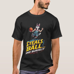 Funny Basketball Gift for Siberian Husky Dog Lover T-Shirt