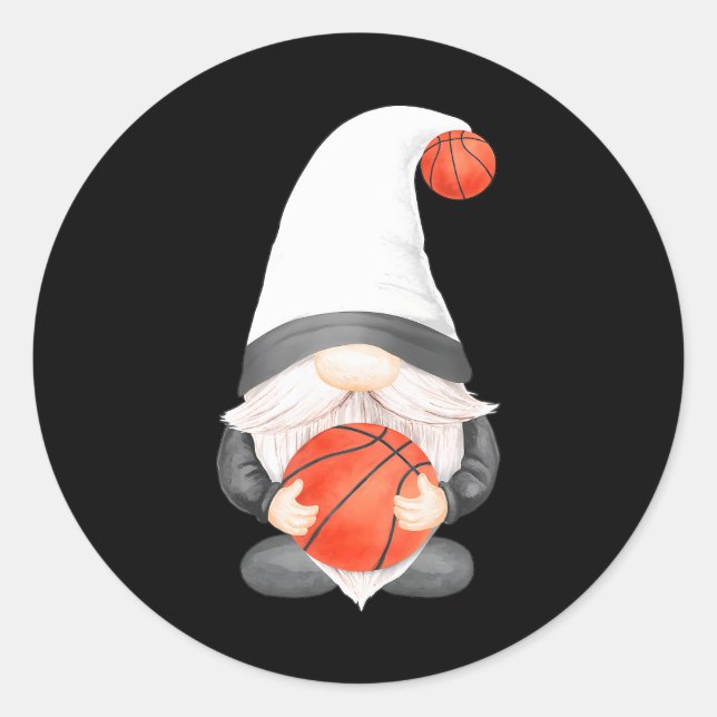 Funny Basketball Gnome For Basketball Players And Classic Round Sticker (Front)