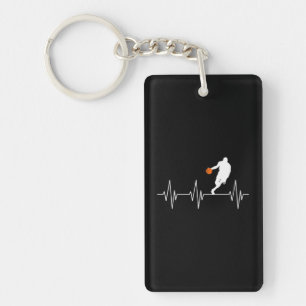 Funny Basketball Heartbeat Lover Basketball Fan Keychain