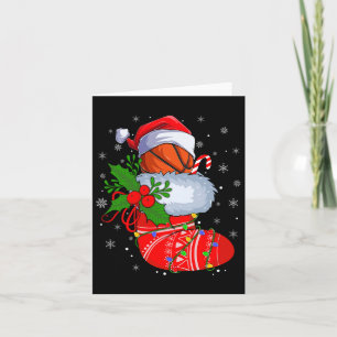 Funny Basketball In Christmas Socks Santa Basketba Card