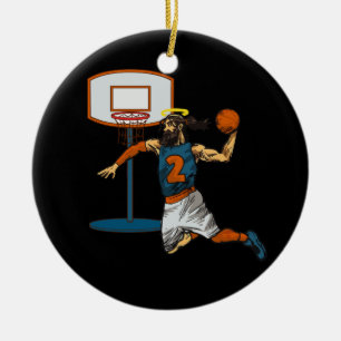 Funny Basketball Jesus Player Christian Humor Slam Ceramic Ornament