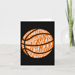 Funny Basketball Merry Christmas Happy New Year Ta Card