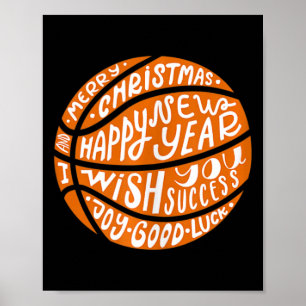 Funny Basketball Merry Christmas Happy New Year Ta Poster