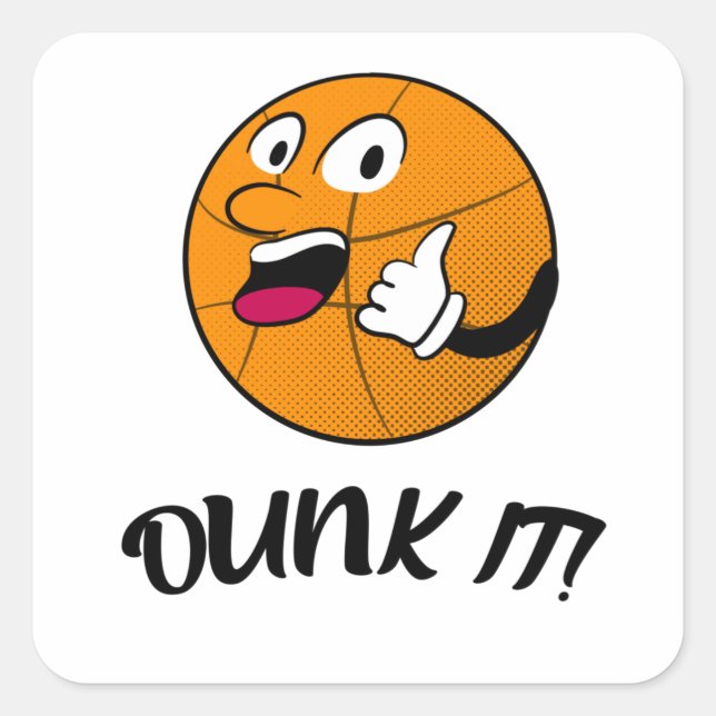 Funny Basketball Retro Cartoon Basketball Player Square Sticker (Front)