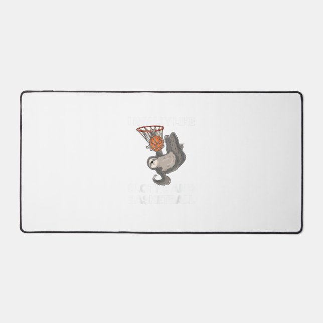Funny Basketball Sloth Gift Cute Sloth T-Shirt Desk Mat (Front)