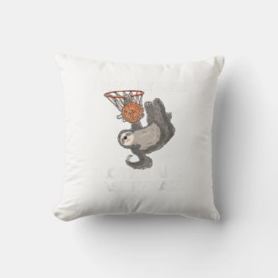 Funny Basketball Sloth Gift Cute Sloth T-Shirt Throw Pillow