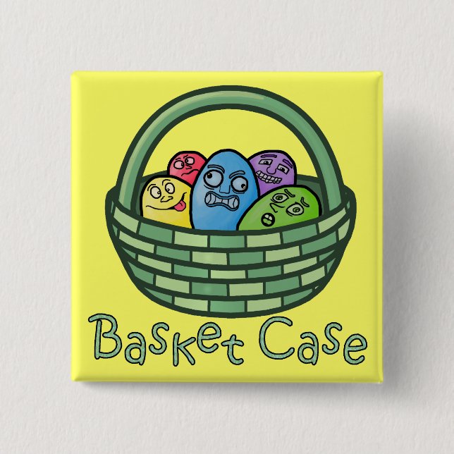 Funny Basketcase Easter 2 Inch Square Button (Front)