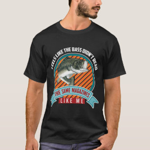 Funny Bass Fish Motif Fishing Magazines Joke T-Shirt