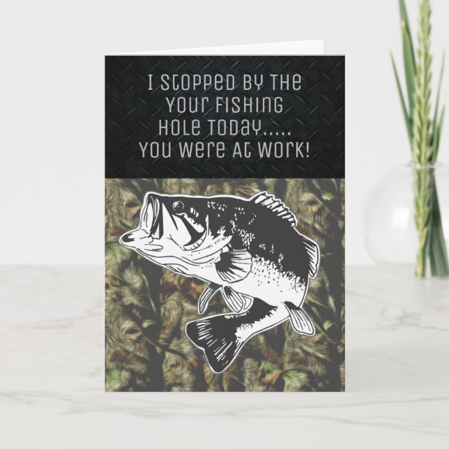 Funny Bass Fishing Camo Birthday Men's Card (Front)