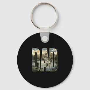 Funny bass fishing dad for fishermen outdoors keychain