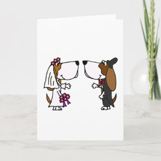 Funny Basset Hound Bride and Groom Wedding Art Card