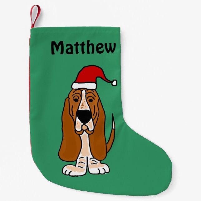 Funny Basset Hound Christmas Stocking (Front)