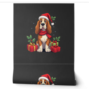 Funny Basset Hound Dog Christmas Outfits Santa Hat Wallpaper