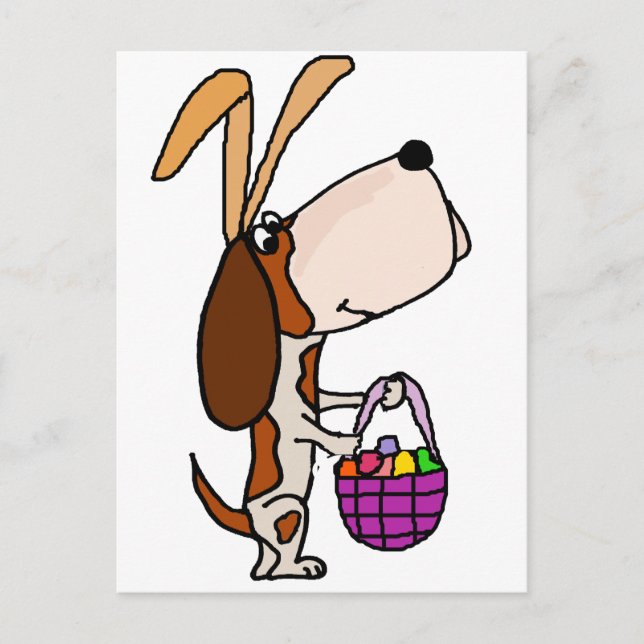 Funny Basset Hound Dog Easter Bunny Holiday Postcard (Front)