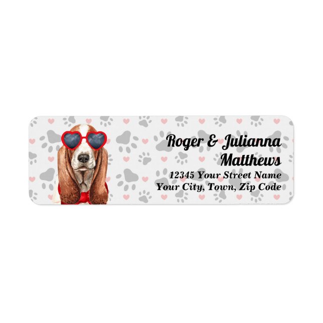 Funny Basset Hound Dog Log Adresse de retour (Devant)