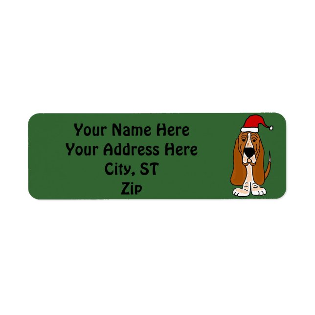 Funny Basset Hound Étiquettes de adresse de Noël / (Devant)