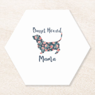 Funny Basset Hound Gifts Basset Hound Mom Shirt fo Paper Coaster