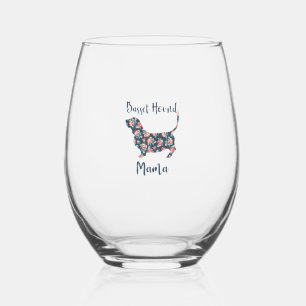 Funny Basset Hound Gifts Basset Hound Mom Shirt fo Stemless Wine Glass
