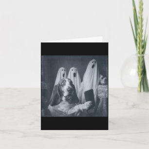 Funny basset hound halloween selfie ghost dog card