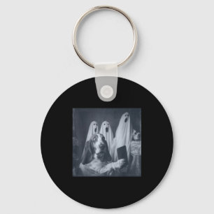 Funny basset hound halloween selfie ghost dog keychain