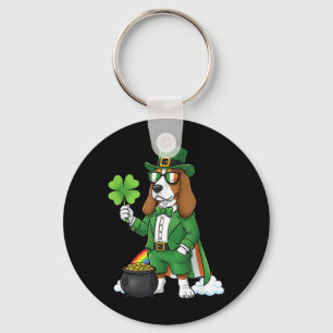 Funny Basset Hound Leprechaun St Patricks Day Keychain