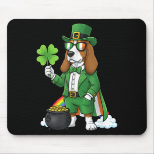 Funny Basset Hound Leprechaun St Patricks Day Mouse Pad