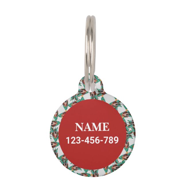 Funny Basset Hound Name Christmas Pattern Pet Tag (Back)