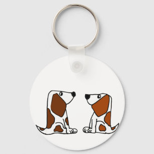 Funny Basset Hound Puppy Dogs Cartoon Keychain