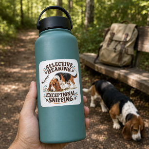 Funny Basset Hound Selective Hearing  Square Sticker