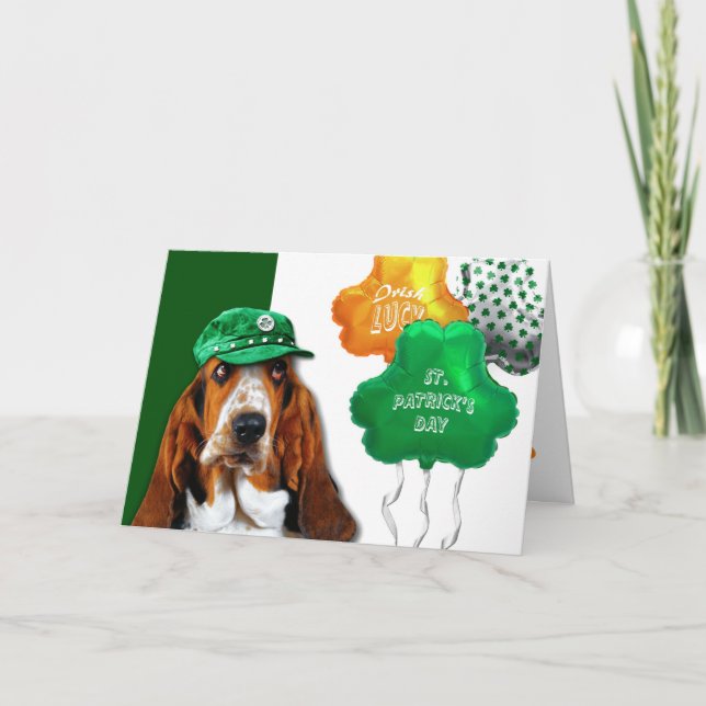 Funny Basset Hound St. Patrick's Day  Card (Front)