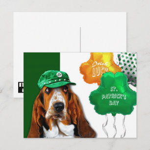 Funny Basset Hound St. Patrick's Day Postcard