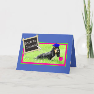 Funny Basset on Back to School Card w/Apple