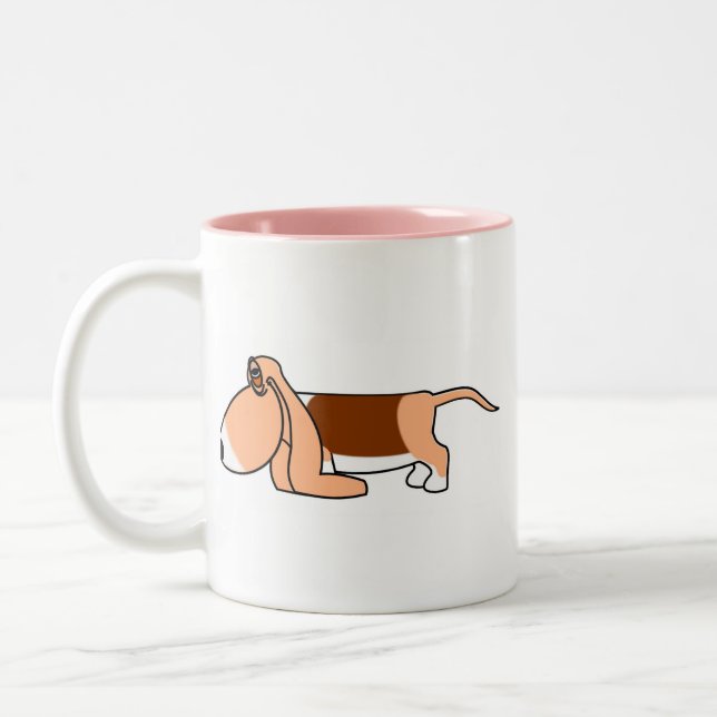 Funny Bassett hound car argon personalized Two-Tone Coffee Mug (Left)